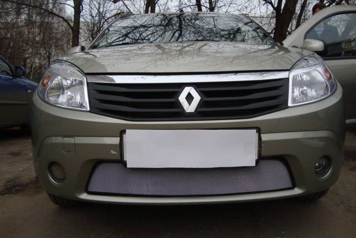 Radiator mesh Renault Sandero from 2010 to 2014, silver, Standart, AllEst