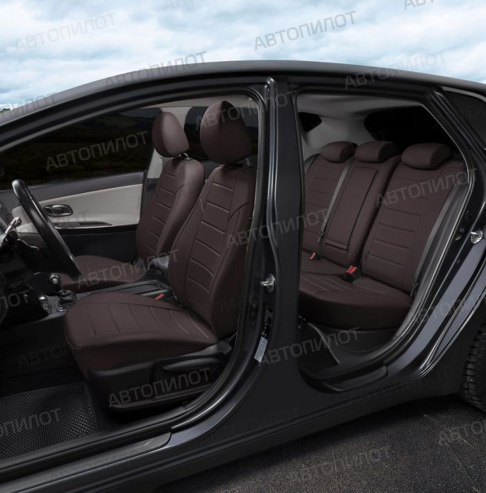 Seat covers Skoda Superb from 2015 to 2022, Active front backrest transformer, Stitching pattern, eco-leather, chocolate, Autopilot