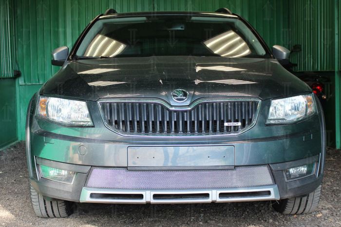 Radiator mesh Skoda Octavia A7 Scout from 2013 to 2017, silver, Standart, AllEst