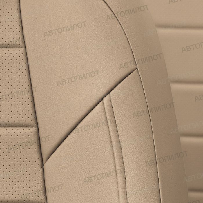 Seat covers Lada Priora from 2014 to 2018, sedan, pattern Stitching, eco-leather, dark beige, Autopilot