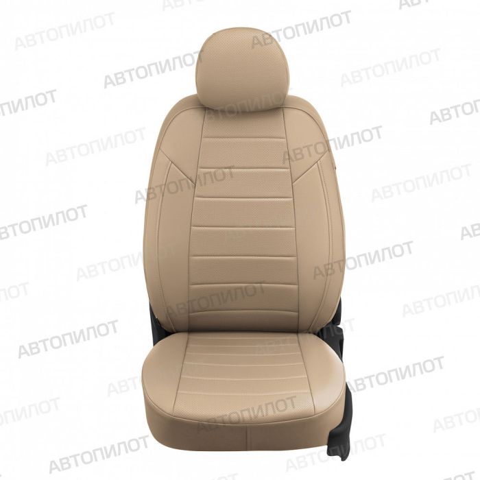 Nissan Qashqai Seat Covers 2014 to 2022, Pattern Stitching, Eco Leather, Dark Beige, Autopilot