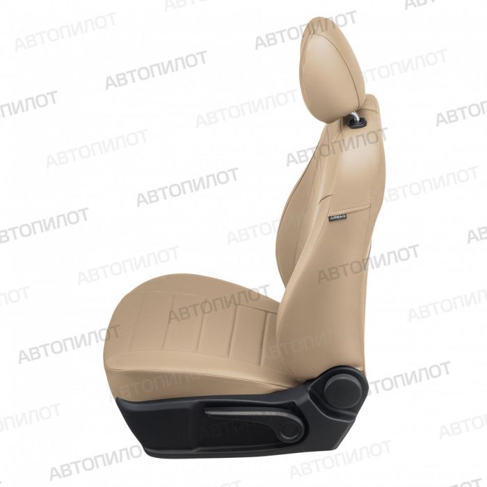 Nissan Qashqai Seat Covers 2014 to 2022, Pattern Stitching, Eco Leather, Dark Beige, Autopilot