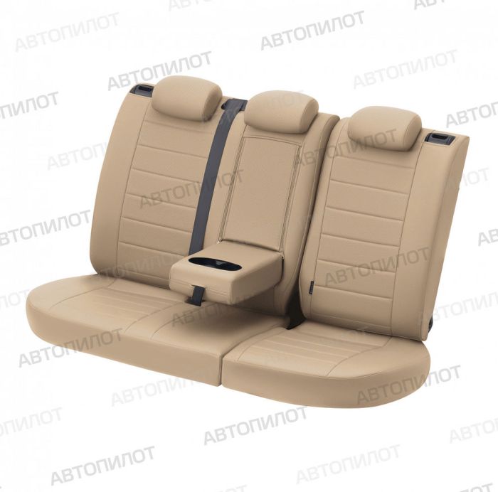 Nissan Qashqai Seat Covers 2014 to 2022, Pattern Stitching, Eco Leather, Dark Beige, Autopilot