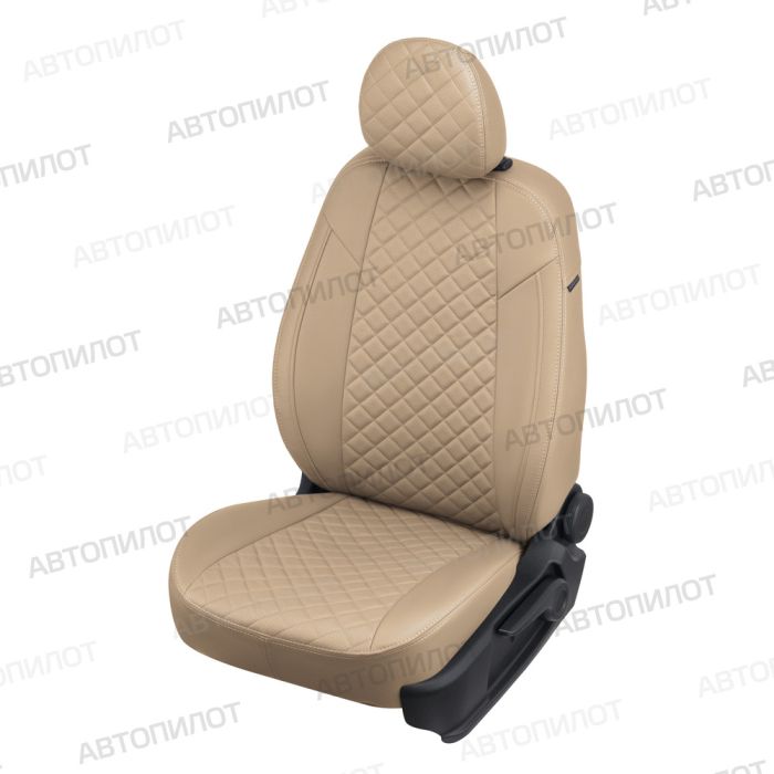 Seat covers for Hyundai Solaris from 2017 to 2022, backrest 40/60, diamond pattern, eco leather, dark beige, Autopilot