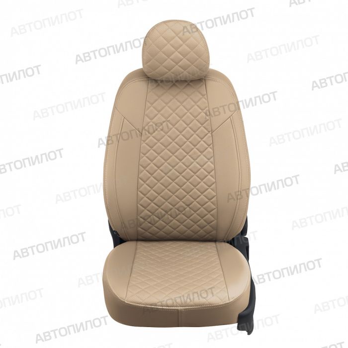 Seat covers for Hyundai Solaris from 2017 to 2022, backrest 40/60, diamond pattern, eco leather, dark beige, Autopilot