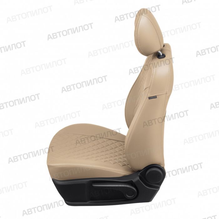 Seat covers for Hyundai Solaris from 2017 to 2022, backrest 40/60, diamond pattern, eco leather, dark beige, Autopilot