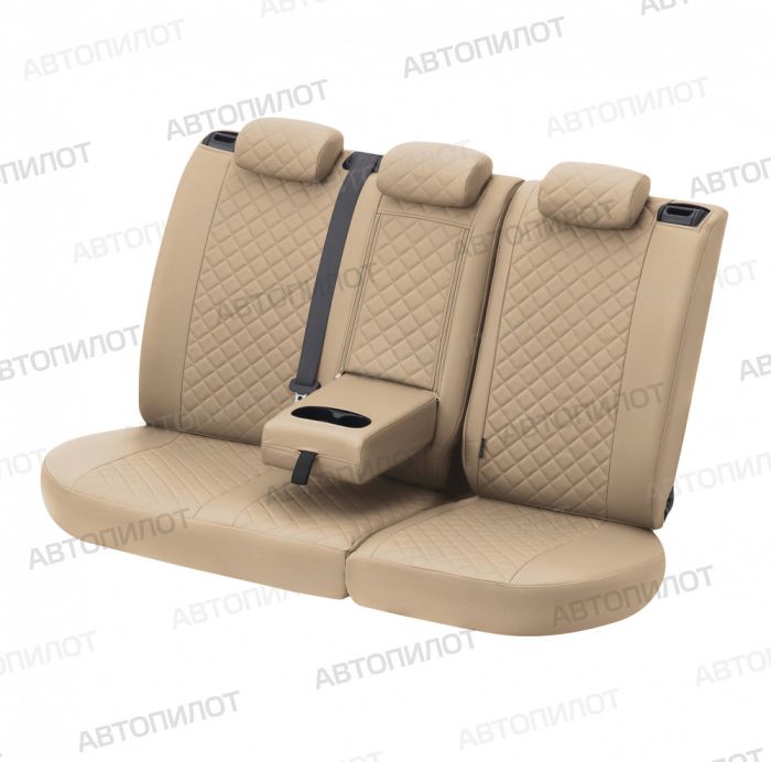 Seat covers for Chevrolet Lacetti from 2004 to 2013, Rhombus pattern, eco leather, dark beige, Autopilot