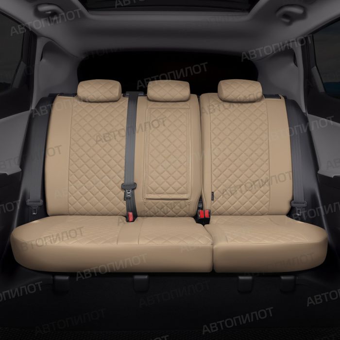 Seat covers for Chevrolet Lacetti from 2004 to 2013, Rhombus pattern, eco leather, dark beige, Autopilot