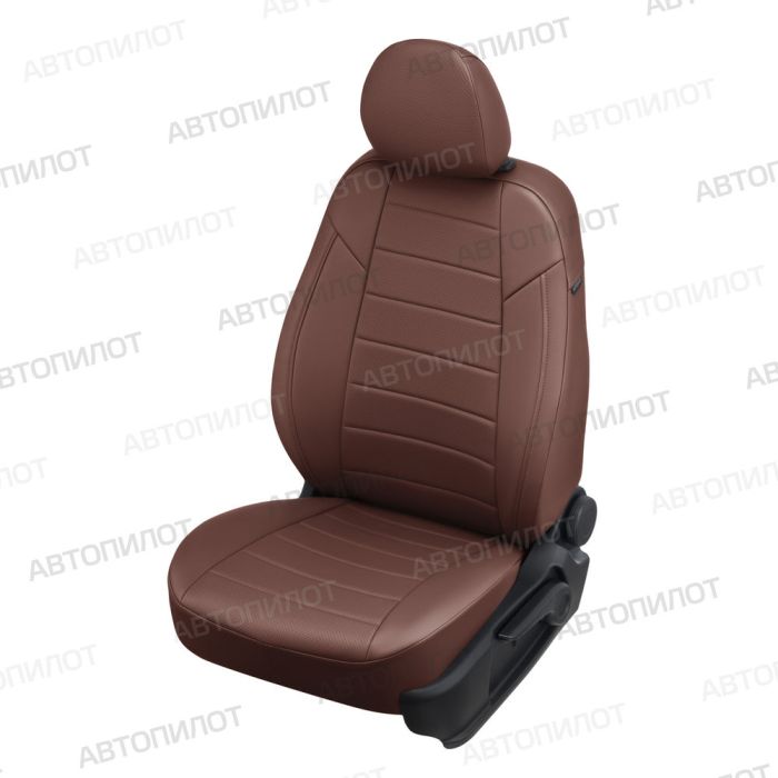 Seat covers for Nissan Qashqai from 2014 to 2022, pattern Stitching, eco leather, dark brown, Autopilot