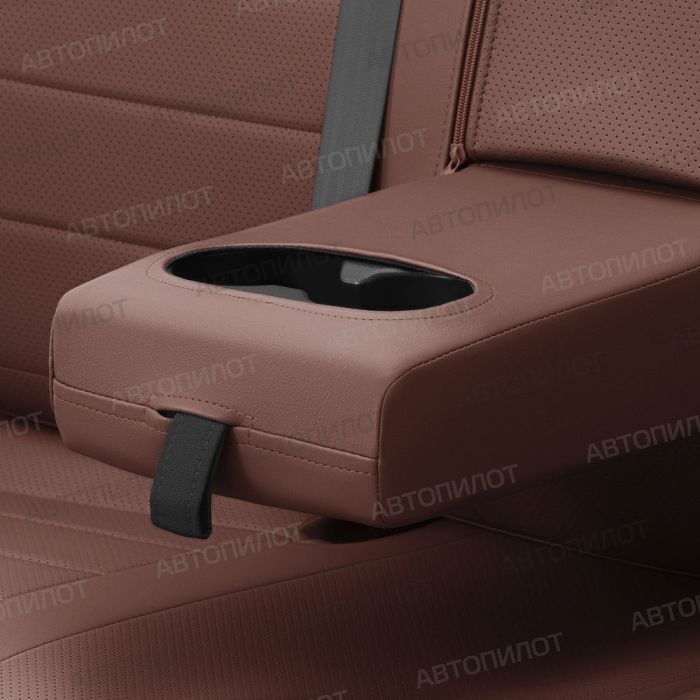 Datsun on-Do seat covers 2014 to 2022 rear backrest split 40/60, pattern Stitching, eco leather, dark brown, Autopilot