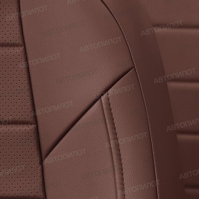 Seat covers for Nissan Qashqai from 2014 to 2022, pattern Stitching, eco leather, dark brown, Autopilot