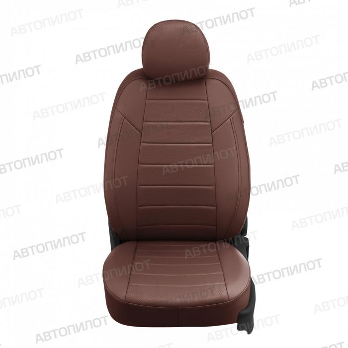 Seat covers for Nissan Qashqai from 2014 to 2022, pattern Stitching, eco leather, dark brown, Autopilot