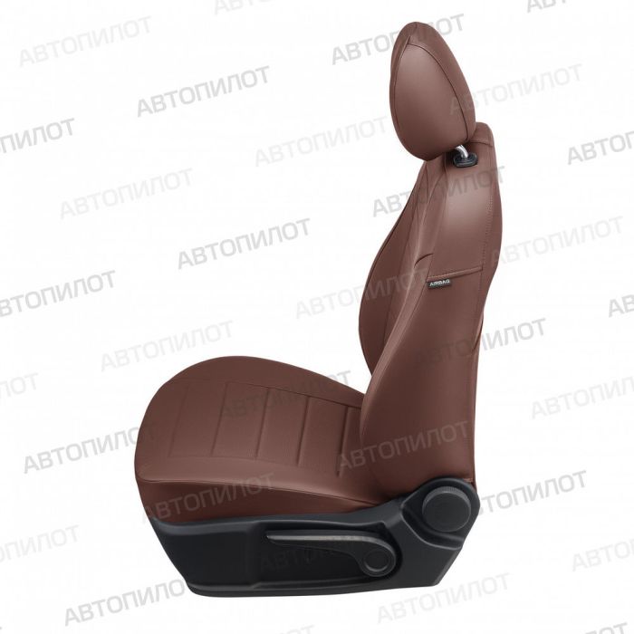 Seat covers for Nissan Qashqai from 2014 to 2022, pattern Stitching, eco leather, dark brown, Autopilot