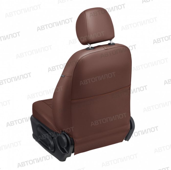 Datsun on-Do seat covers 2014 to 2022 rear backrest split 40/60, pattern Stitching, eco leather, dark brown, Autopilot