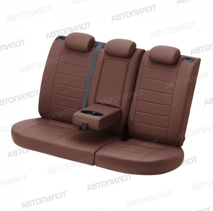 Seat covers for Nissan Qashqai from 2014 to 2022, pattern Stitching, eco leather, dark brown, Autopilot