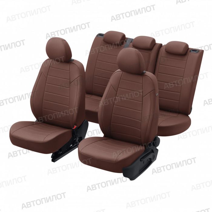 Seat covers for Kia Rio from 2017 to 2022, incl. X-Line, pattern Stitching, eco leather, dark brown, Autopilot