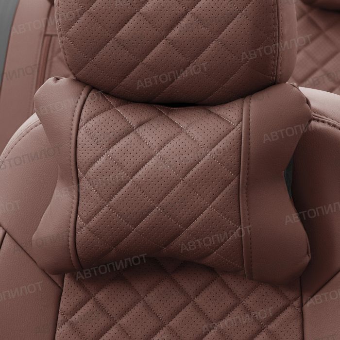 Seat covers Lada Largus from 2012 to 2021, 5 seats, rear separate backrest 40/60, Rhombus pattern, eco-leather, dark brown, Autopilot