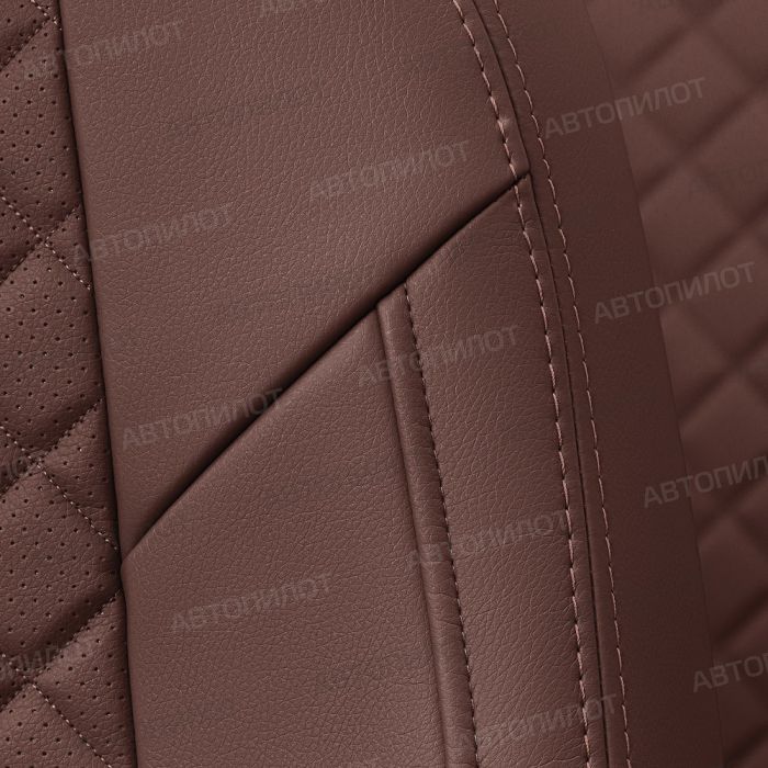 Seat covers for Fiat Bravo from 2007 to 2014, diamond pattern, eco leather, dark brown, Autopilot