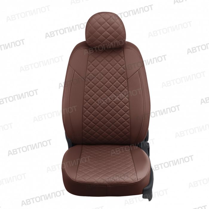 Seat covers Lada Largus from 2012 to 2021, 5 seats, rear separate backrest 40/60, Rhombus pattern, eco-leather, dark brown, Autopilot