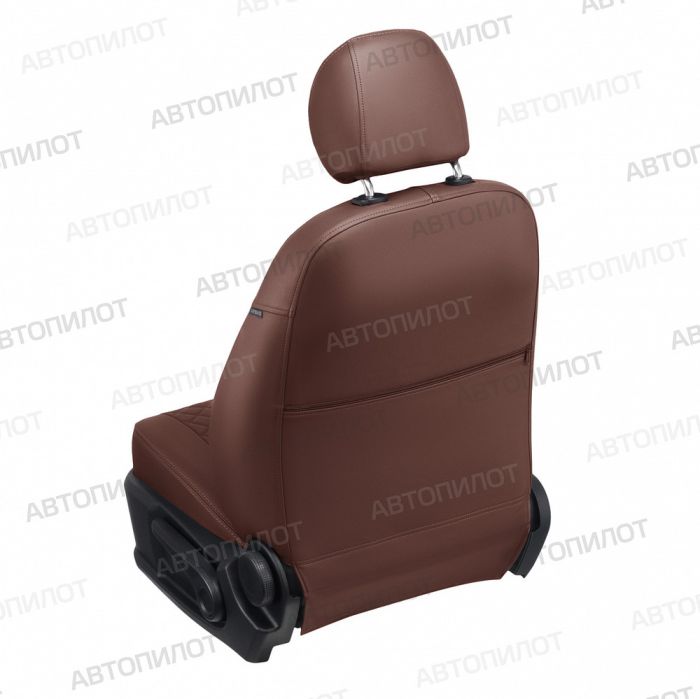 Seat covers Lada Largus from 2012 to 2021, 5 seats, rear separate backrest 40/60, Rhombus pattern, eco-leather, dark brown, Autopilot