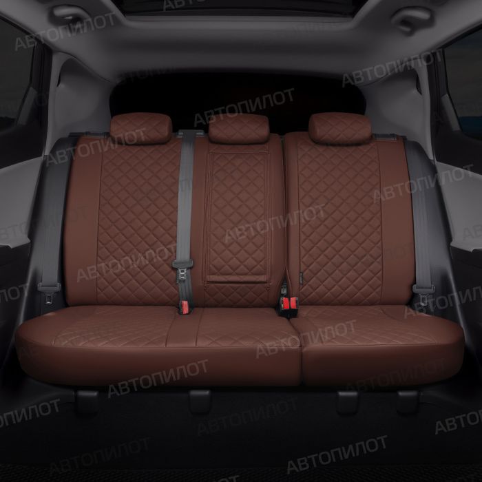 Seat covers for Fiat Bravo from 2007 to 2014, diamond pattern, eco leather, dark brown, Autopilot