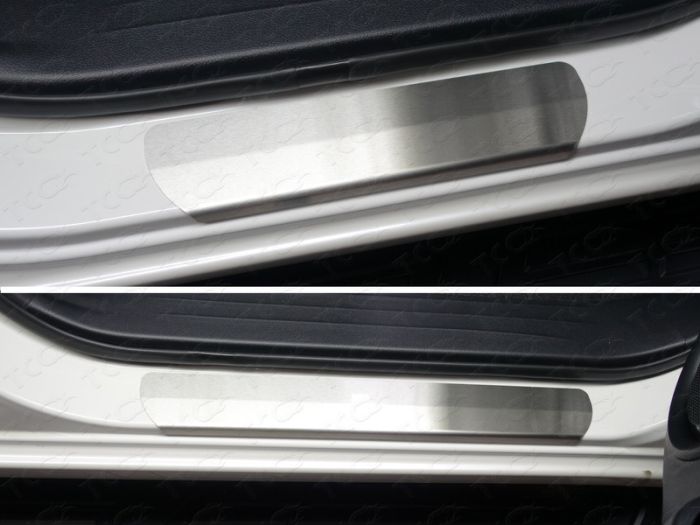 Door sills Toyota Hilux from 2015 to 2022, without lettering, brushed stainless steel steel, ext. painted, set of 4 pcs., TSS Tuning art. TOYHILUX15-31