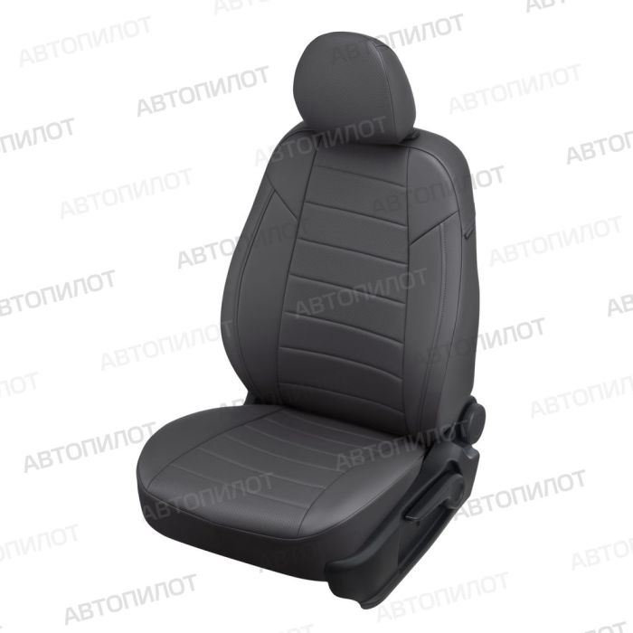 Seat covers Mitsubishi Lancer 10 from 2007 to 2011, hatchback, set Intence, with magn. support, pattern Stitching, eco leather, dark grey, Autopilot