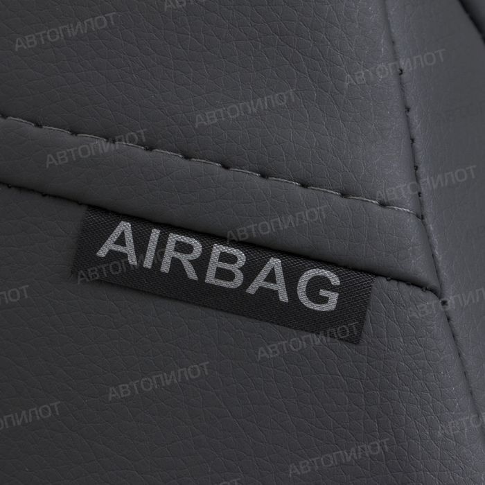 Seat covers for Mitsubishi Lancer 10 from 2012 to 2021, pattern Stitching, eco leather, dark grey, Autopilot