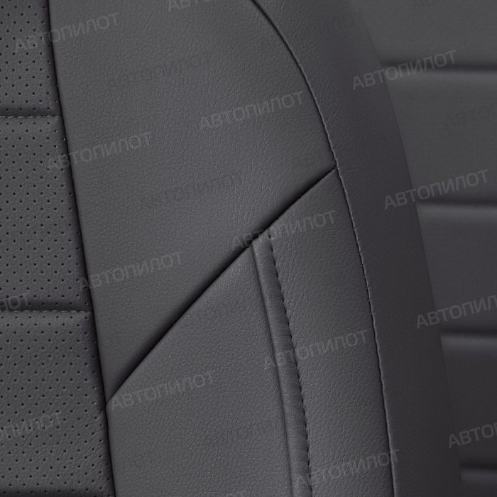 Seat covers Mitsubishi Lancer 10 from 2007 to 2011, hatchback, set Intence, with magn. support, pattern Stitching, eco leather, dark grey, Autopilot