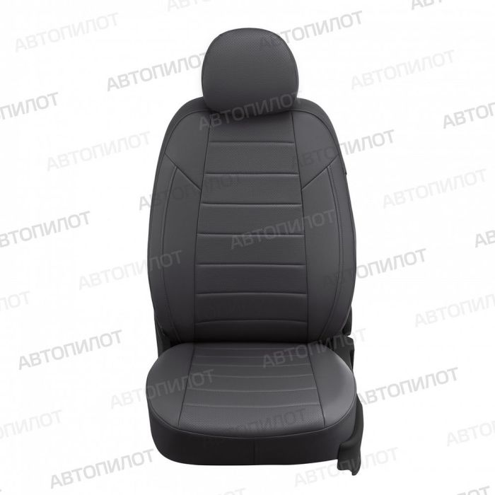 Seat covers Mitsubishi Lancer 10 from 2007 to 2011, hatchback, set Intence, with magn. support, pattern Stitching, eco leather, dark grey, Autopilot