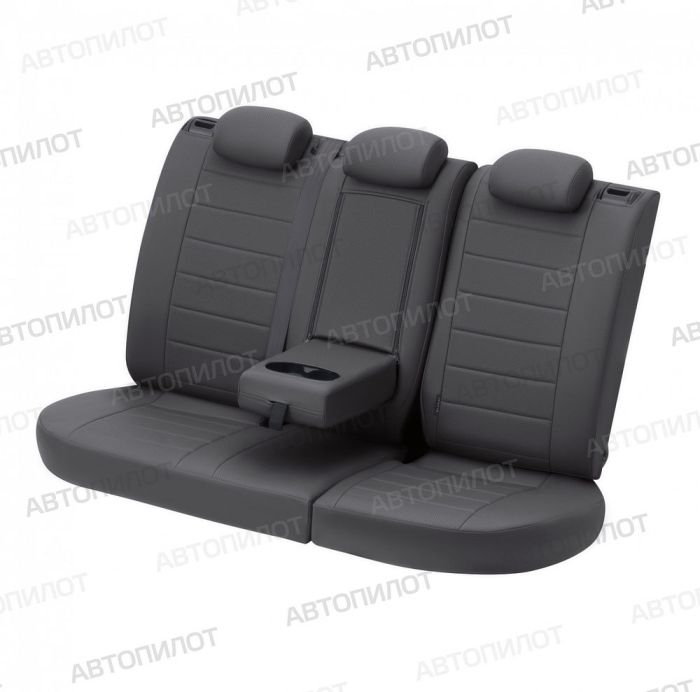 Seat covers Mitsubishi Lancer 10 from 2007 to 2011, hatchback, set Intence, with magn. support, pattern Stitching, eco leather, dark grey, Autopilot