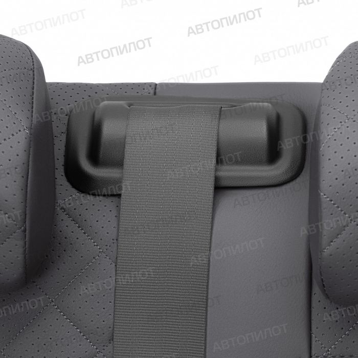 Seat covers Lada Kalina from 2014 to 2018, rear separate backrest 40/60, Rhombus pattern, eco-leather, dark grey, Autopilot