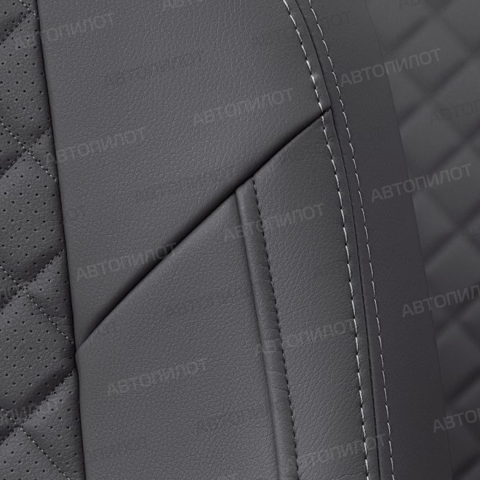 Seat covers Lada Vesta from 2015 to 2022, sedan, station wagon, cross, Rhombus pattern, eco-leather, dark gray, Autopilot