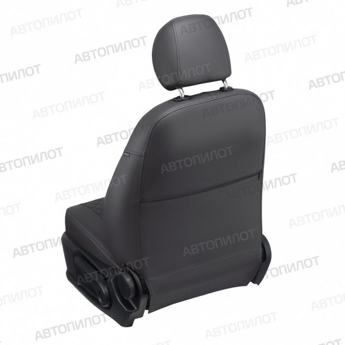 Seat covers Lada Vesta from 2015 to 2022, sedan, station wagon, cross, Rhombus pattern, eco-leather, dark gray, Autopilot